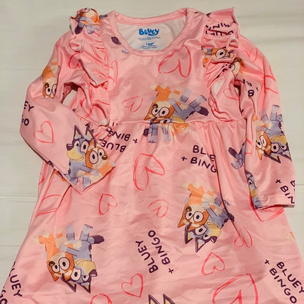 Bluey Pink Ruffle Night Gown Dress
